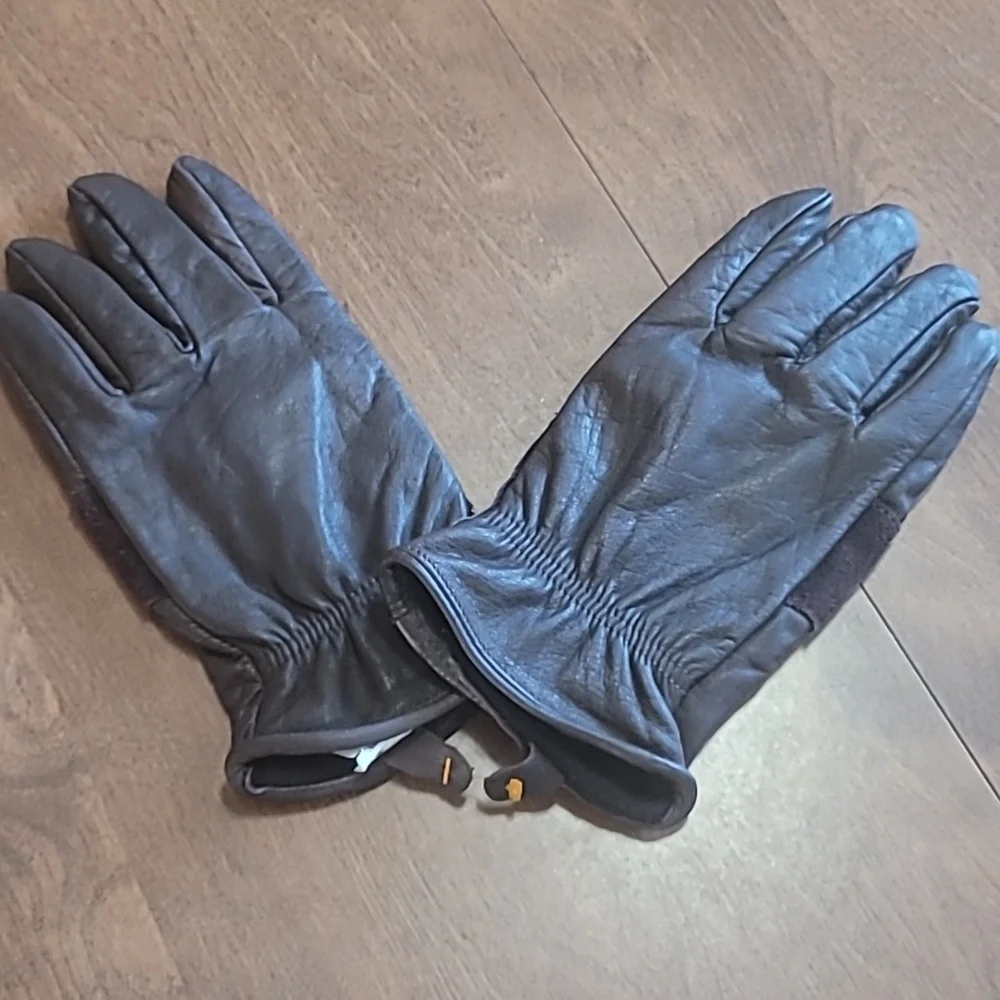 Women's Brown‎ Leather Gloves Size L/XL very good pre-owned Condition